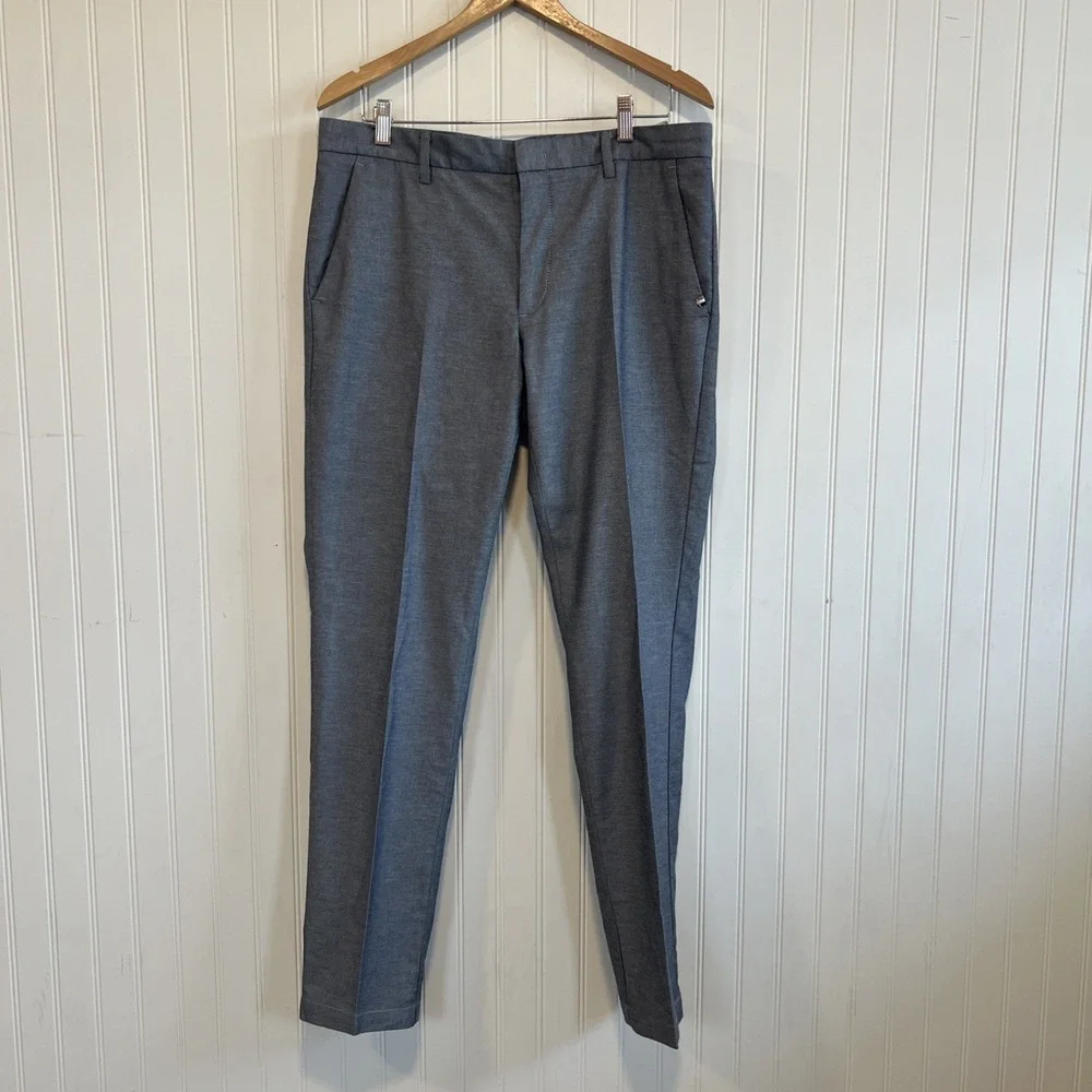 Hugo Boss Kaito Slim Fit‎ Trouser Stretch Men Size 34 Navy Gray Pattern